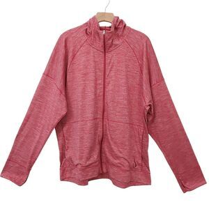 Nike Yoga Dri-Fit Full Zip Hoodie Womens XL Red Lightweight Thumbholes Athletic